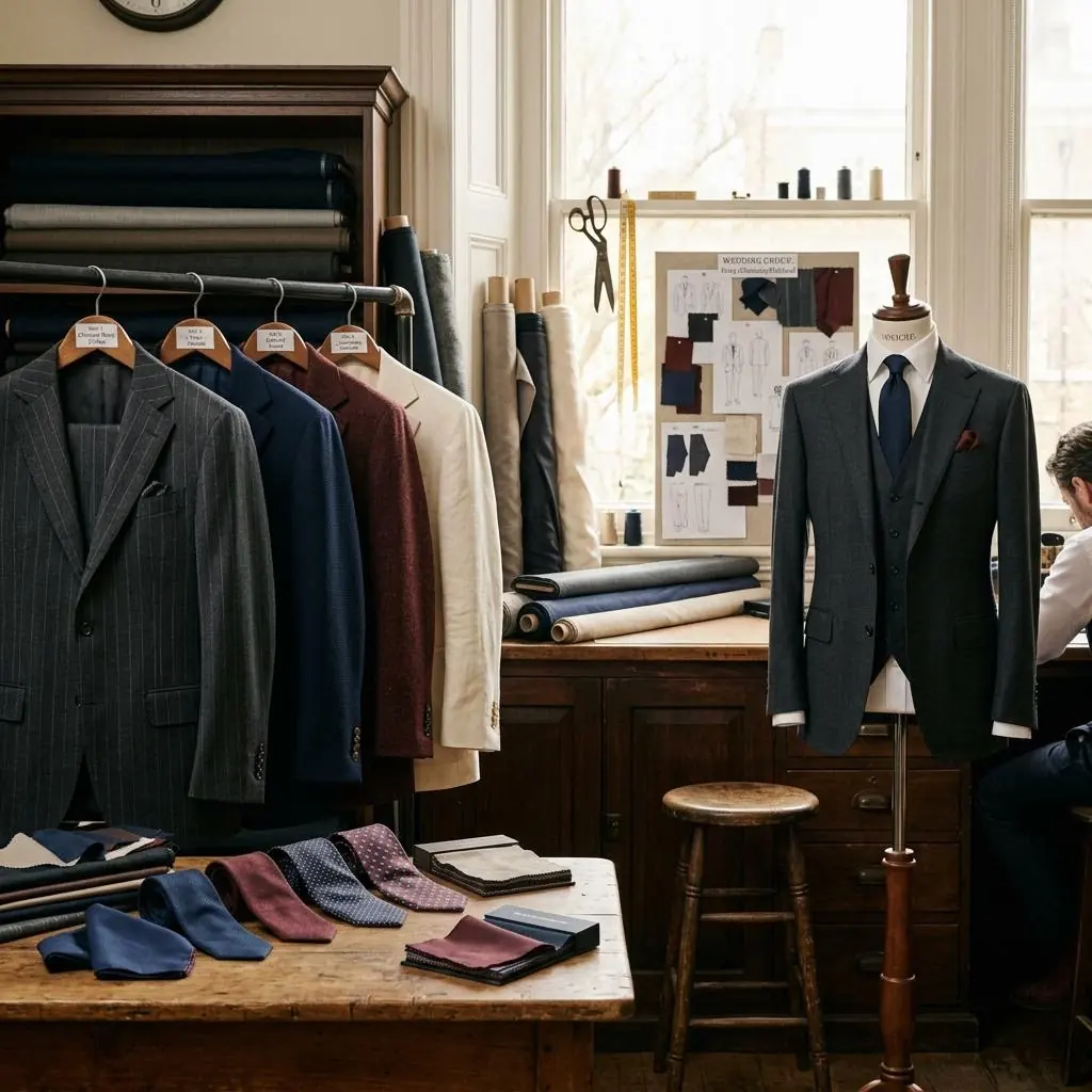 Cover image for How to Coordinate Groomsmen Suits with Bridesmaids’ Dresses for a Timeless Wedding Look